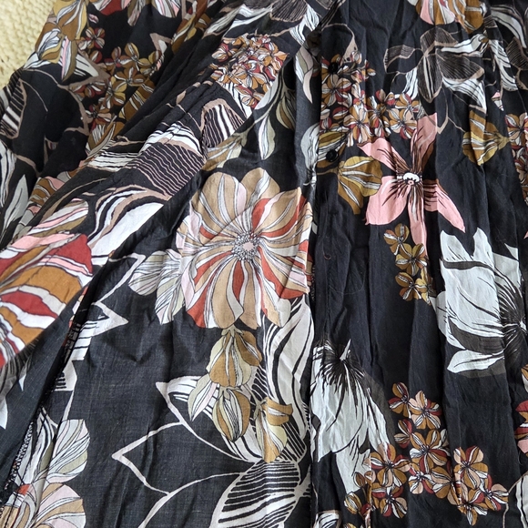 Zara Black Maxi Dress with Pink, Brown & Cream Floral Print - Picture 4 of 6